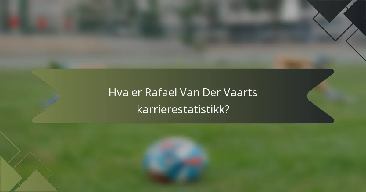 Hva er Rafael Van Der Vaarts karrierestatistikk?