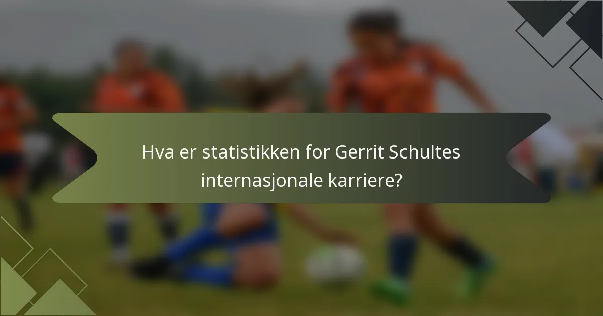 Hva er statistikken for Gerrit Schultes internasjonale karriere?