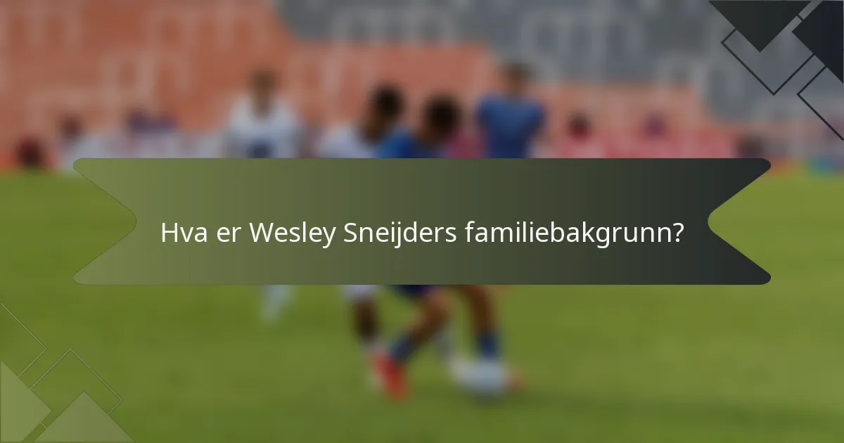 Hva er Wesley Sneijders familiebakgrunn?