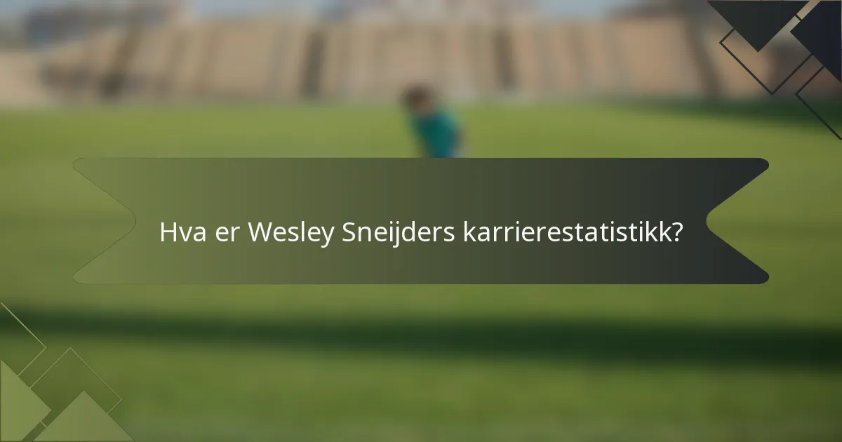 Hva er Wesley Sneijders karrierestatistikk?