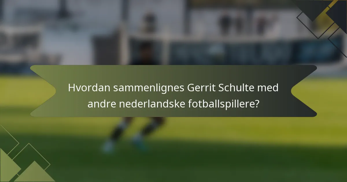 Hvordan sammenlignes Gerrit Schulte med andre nederlandske fotballspillere?